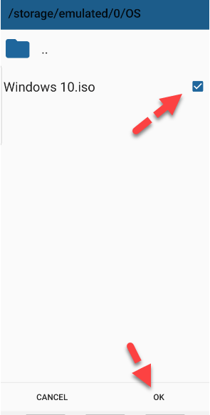 select the iso file