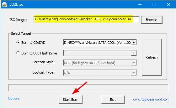 tap on start burn