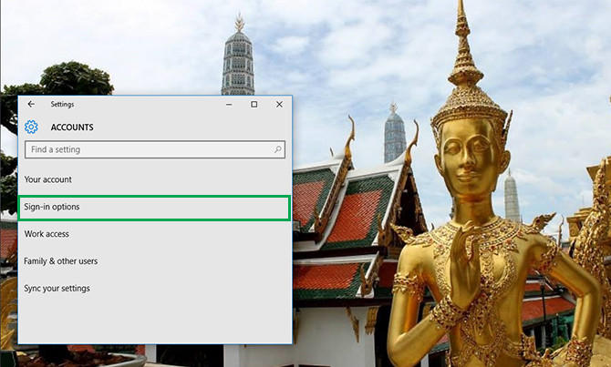 Go to sign in option
