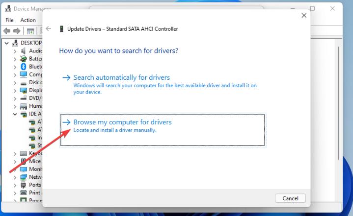 browse my computer to driver