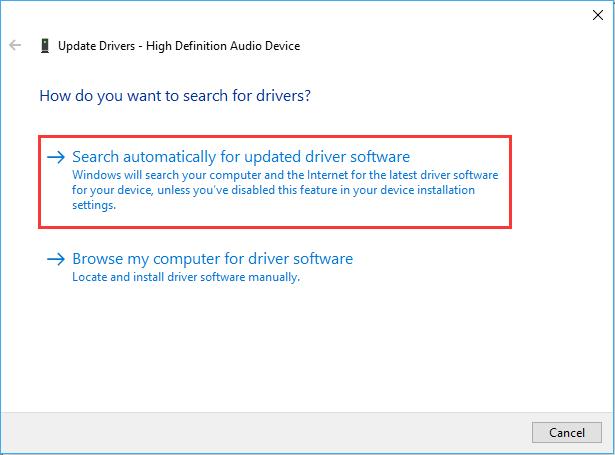 choose automatically search for updated driver software new