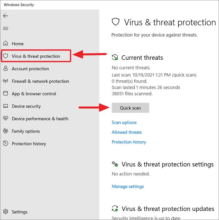 choose quick scan to fix bsod memory management windows 11