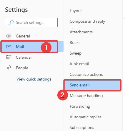 choose sync email