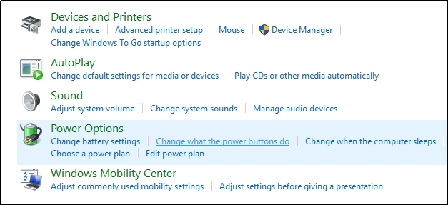 choose what the power button do