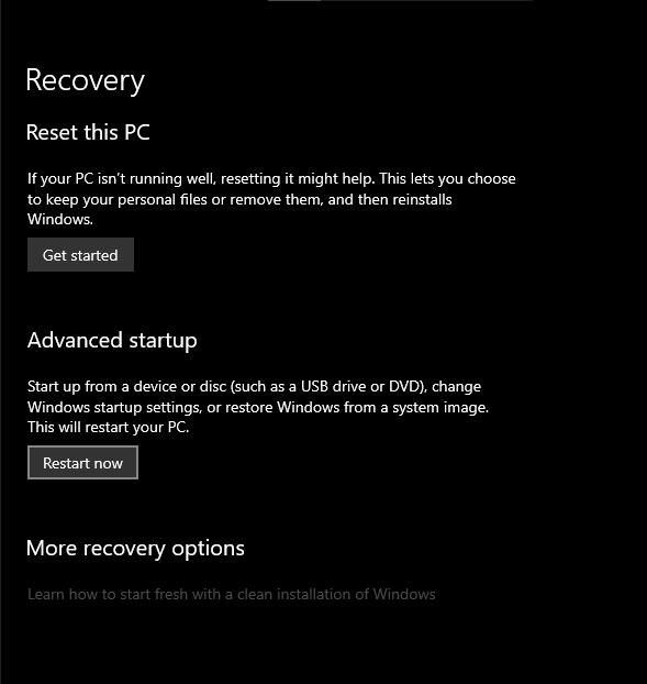click restart now