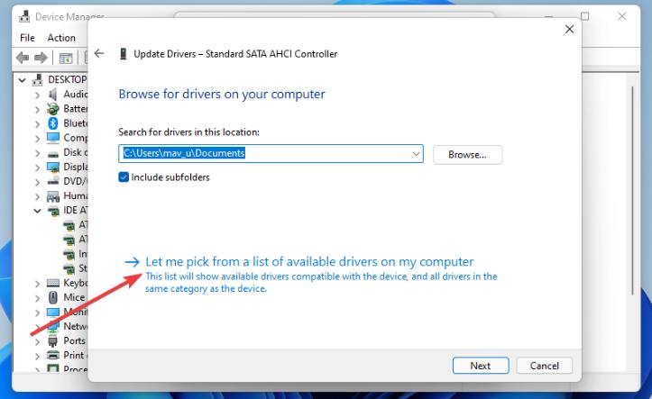 let me pick from a list of available