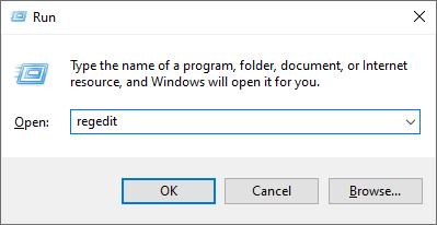 digitare regedit