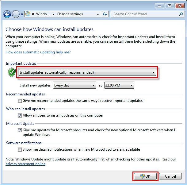 schedule the update installation