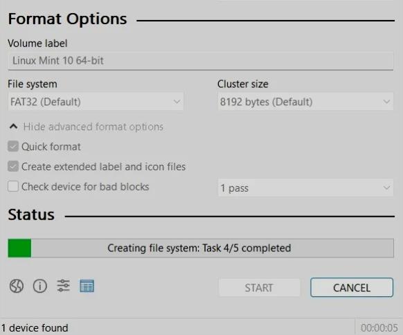 let rufus burn the iso image