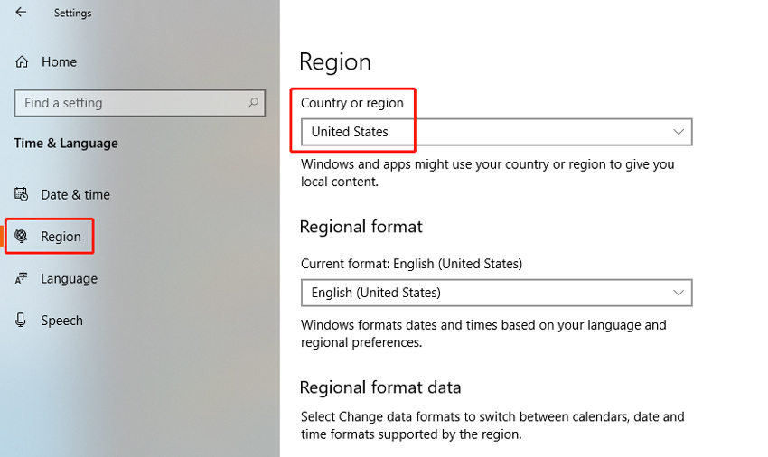 click country and region