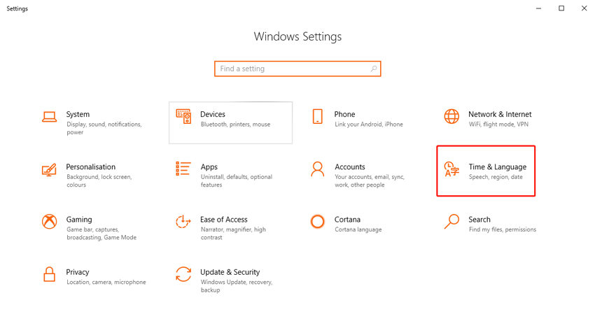 click time and language