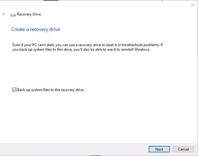 create a recovery drive