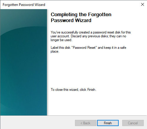 forgot password wizard complete
