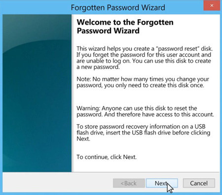 forgotten password wizard