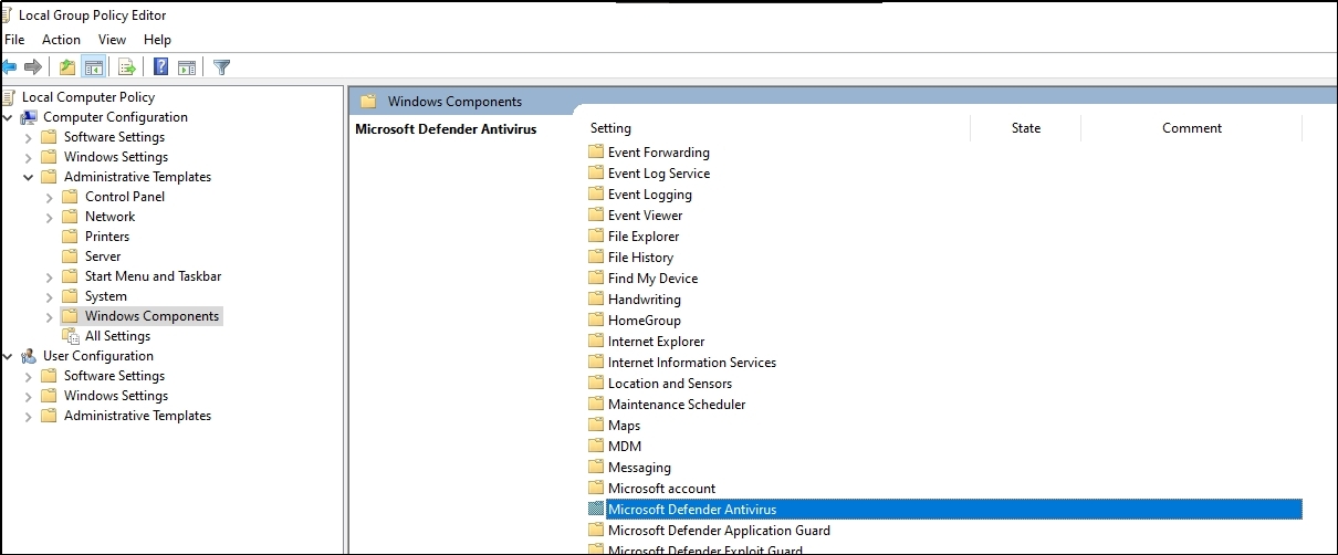 cercare microsoft defender