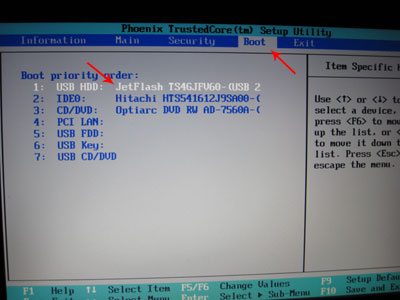 choose samsung boot priority to boot from usb