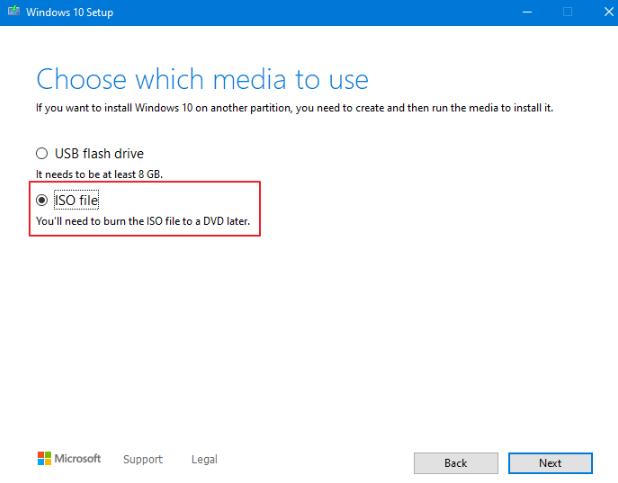 select iso file option