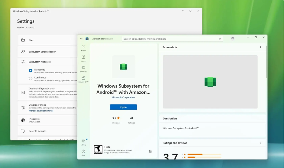 windows subsystem for android