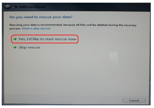 start rescue to format sony vaio laptop using assist button