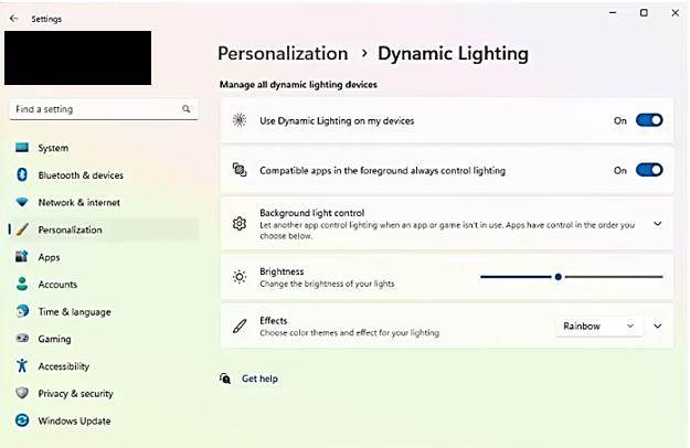 windows 11 23h2 and rgb light control