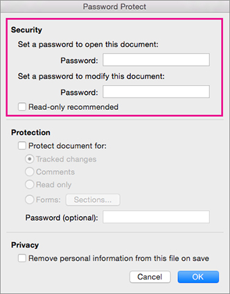 how to password protect a word document 2007 - type password mac