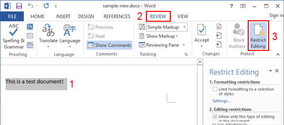 review restrict editing