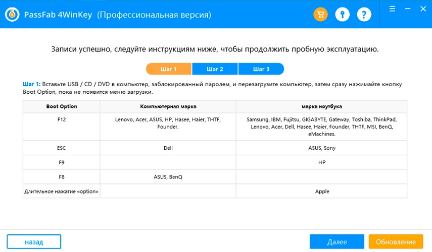 сжечь usb успешно